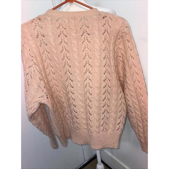 Hingham square Peach Mohair Wool Blend Button Up Medium Cable In - Picture 6 of 6